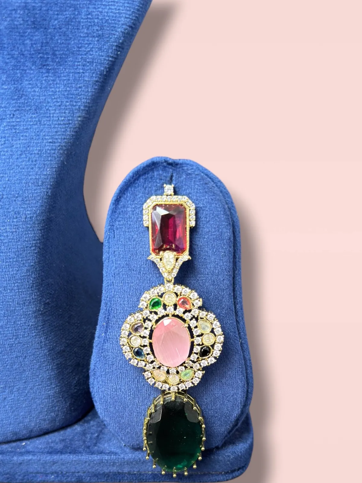 Sabyasachi Inspired Multi-Stone Statement Choker Necklace Set - View 2