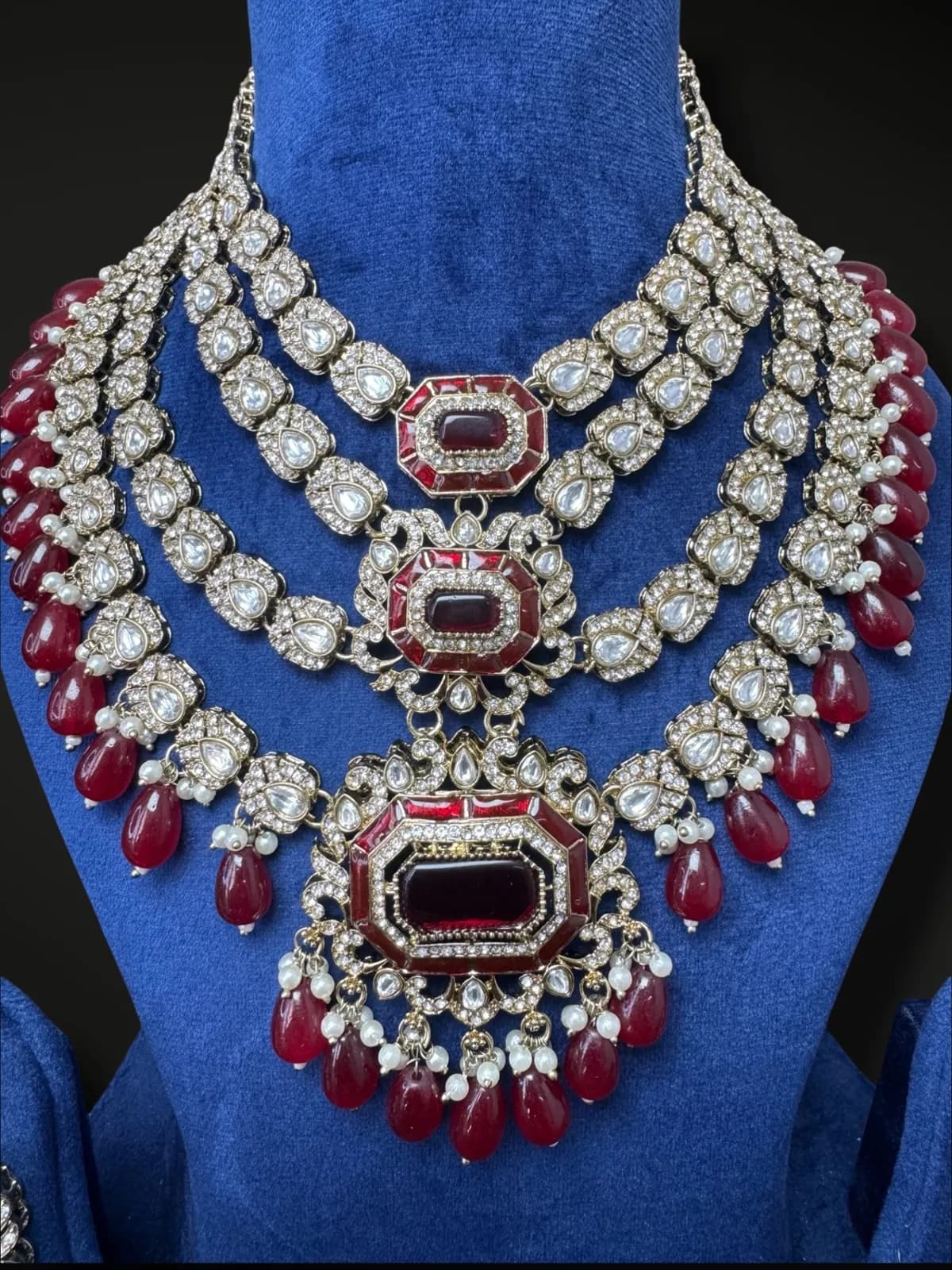 Royal Triple Layered Statement Necklace - View 4