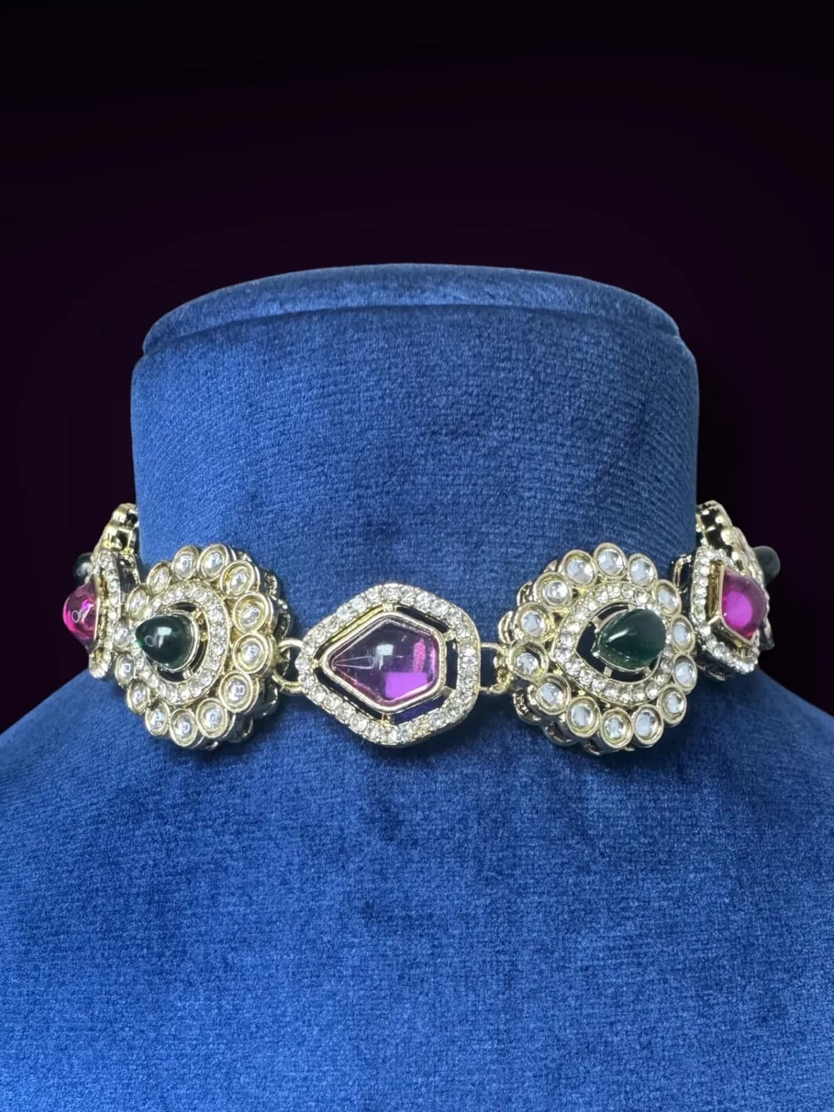 Royal Floral CZ Choker Set - View 3