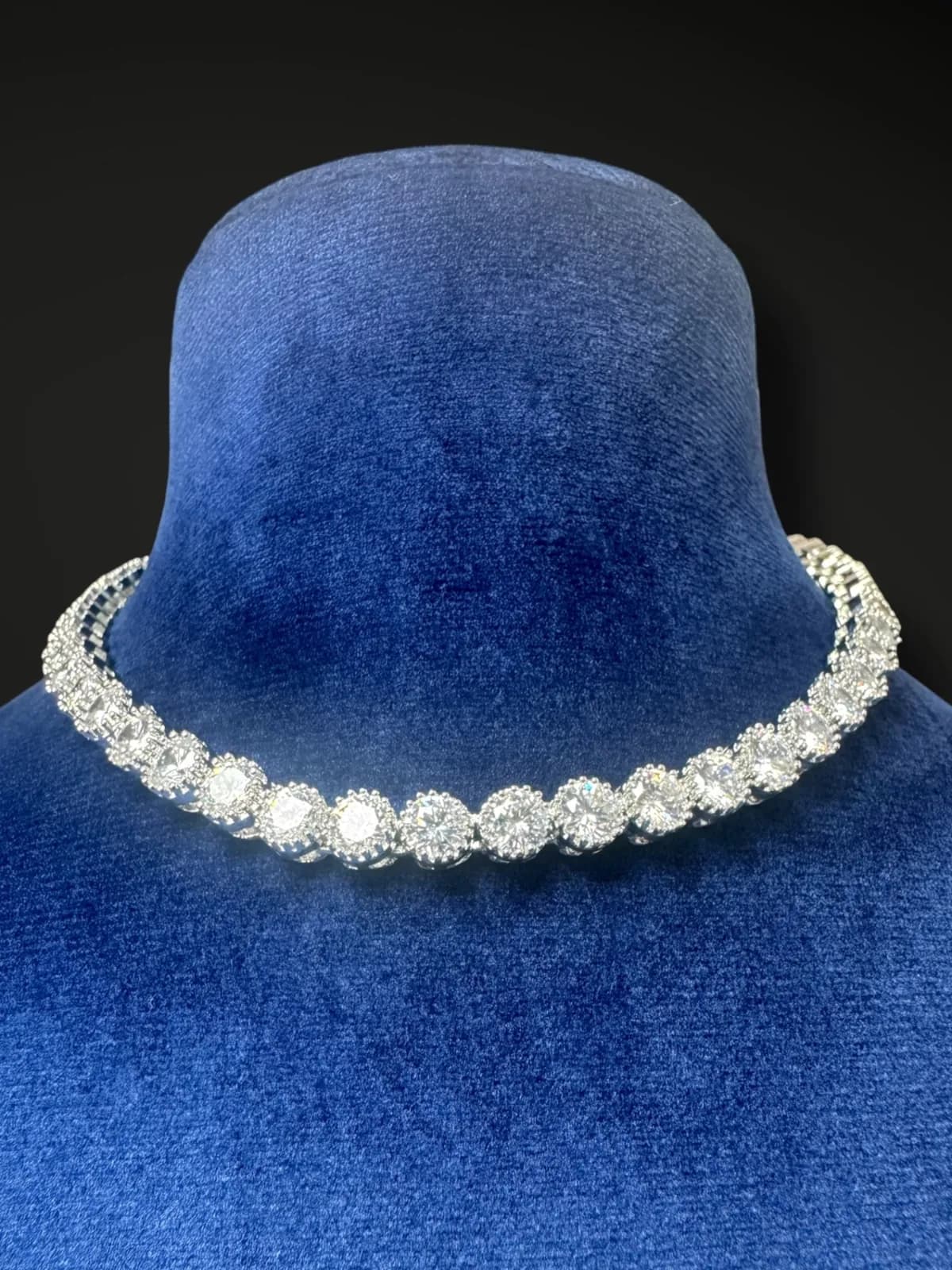 Classic Eternity-Style Tennis Collar with Graduated Dangler Set - View 3