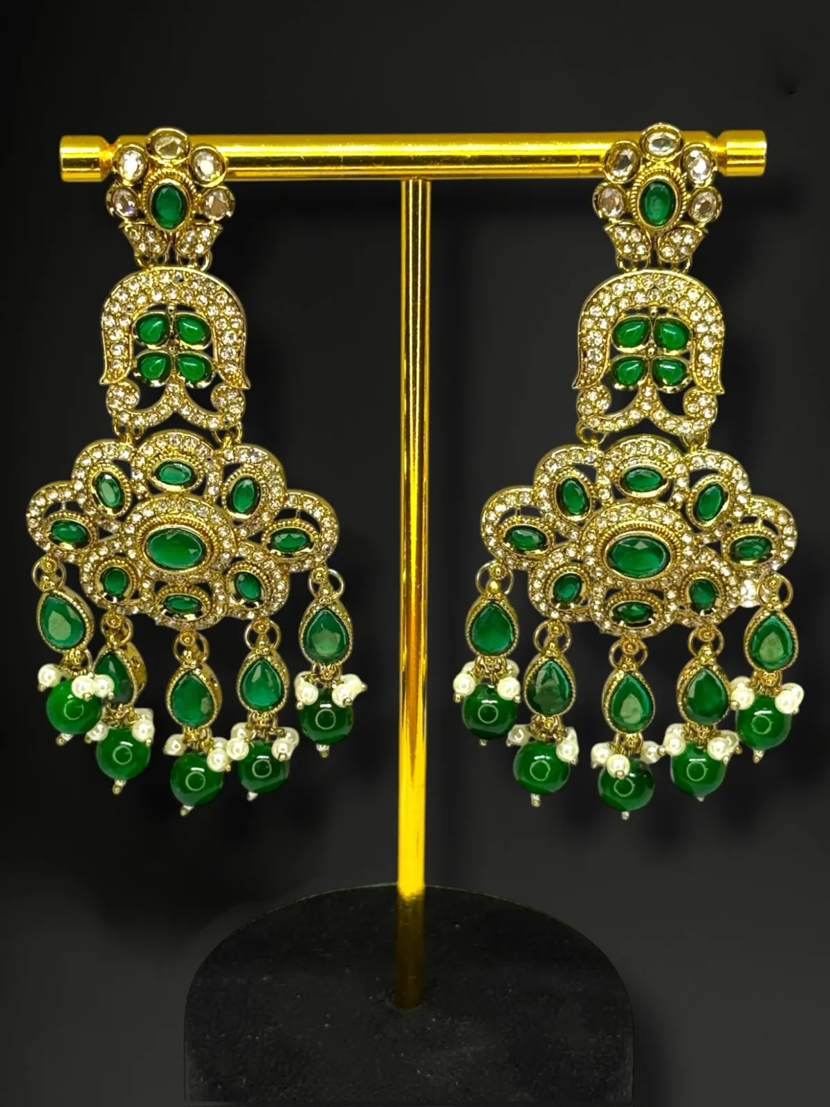 Royal Kundan Floral Chandelier Statement Earrings