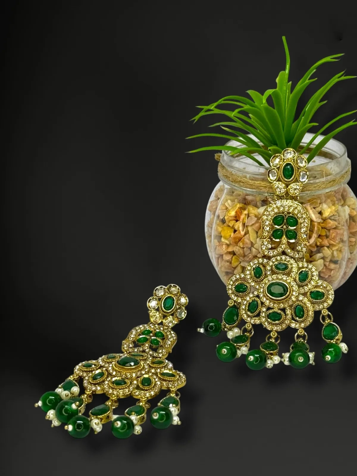 Royal Kundan Floral Chandelier Statement Earrings - View 2