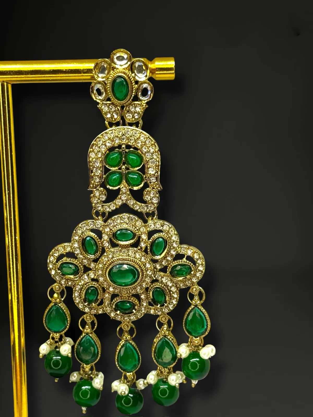 Royal Kundan Floral Chandelier Statement Earrings - View 3