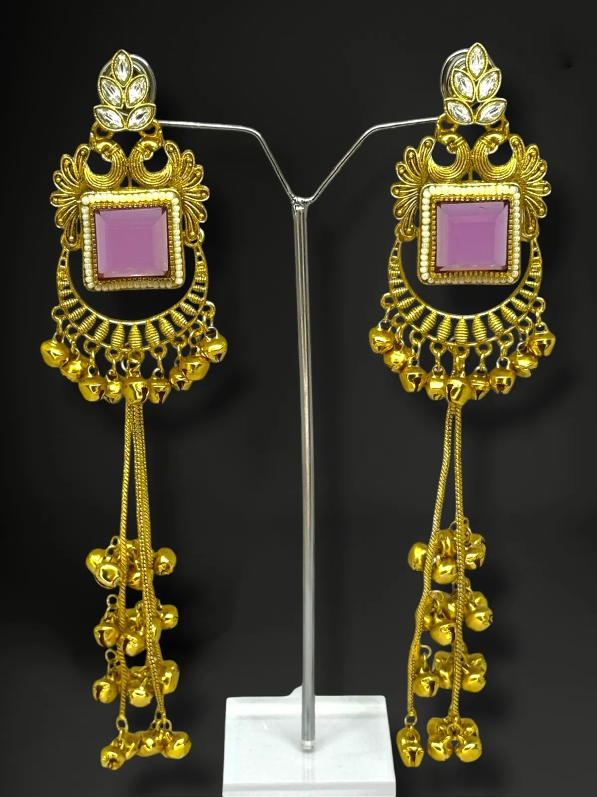 Traditional Kashmiri Long Tassel Dangler Statement Earrings