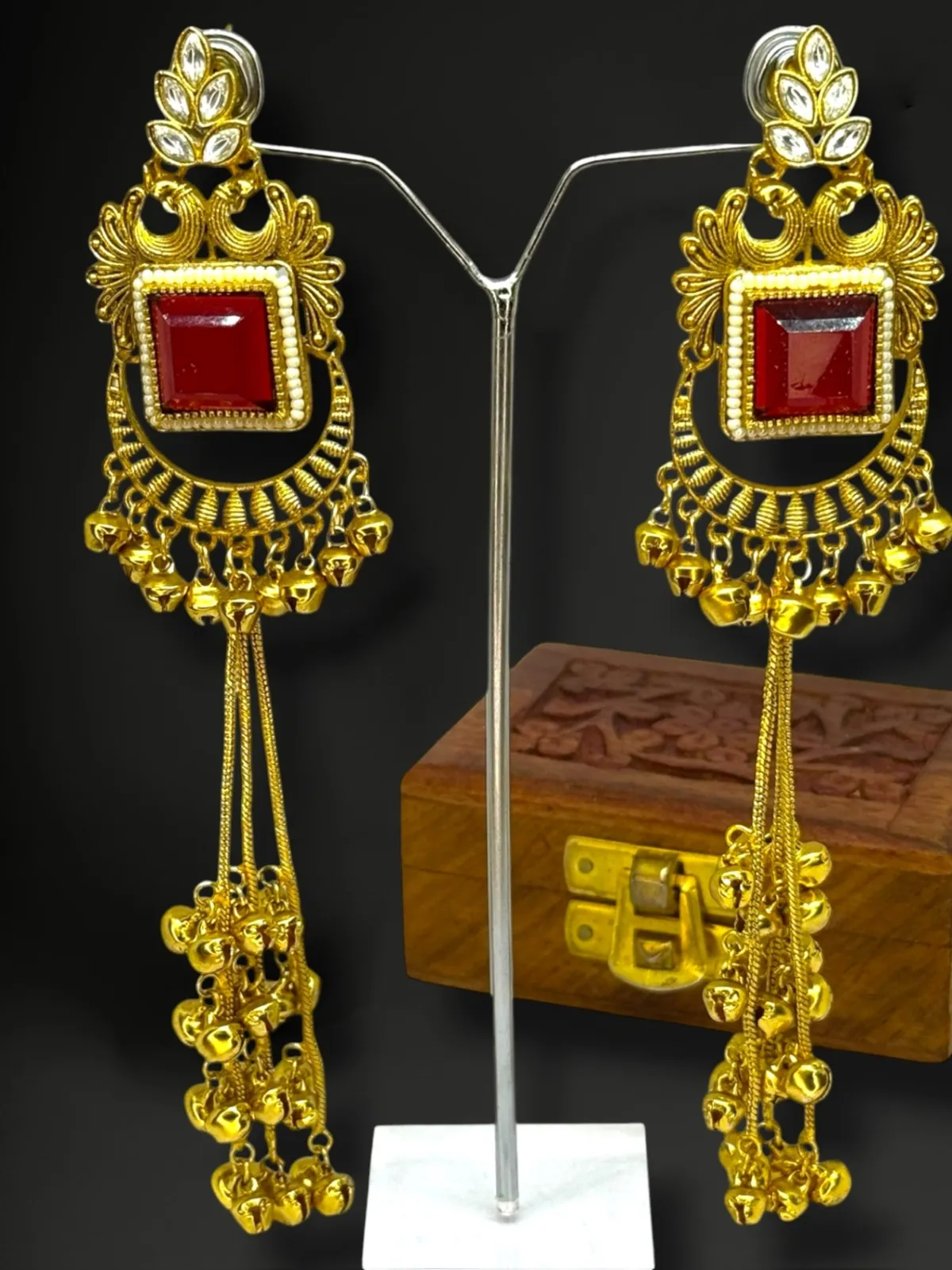 Traditional Kashmiri Long Tassel Dangler Statement Earrings