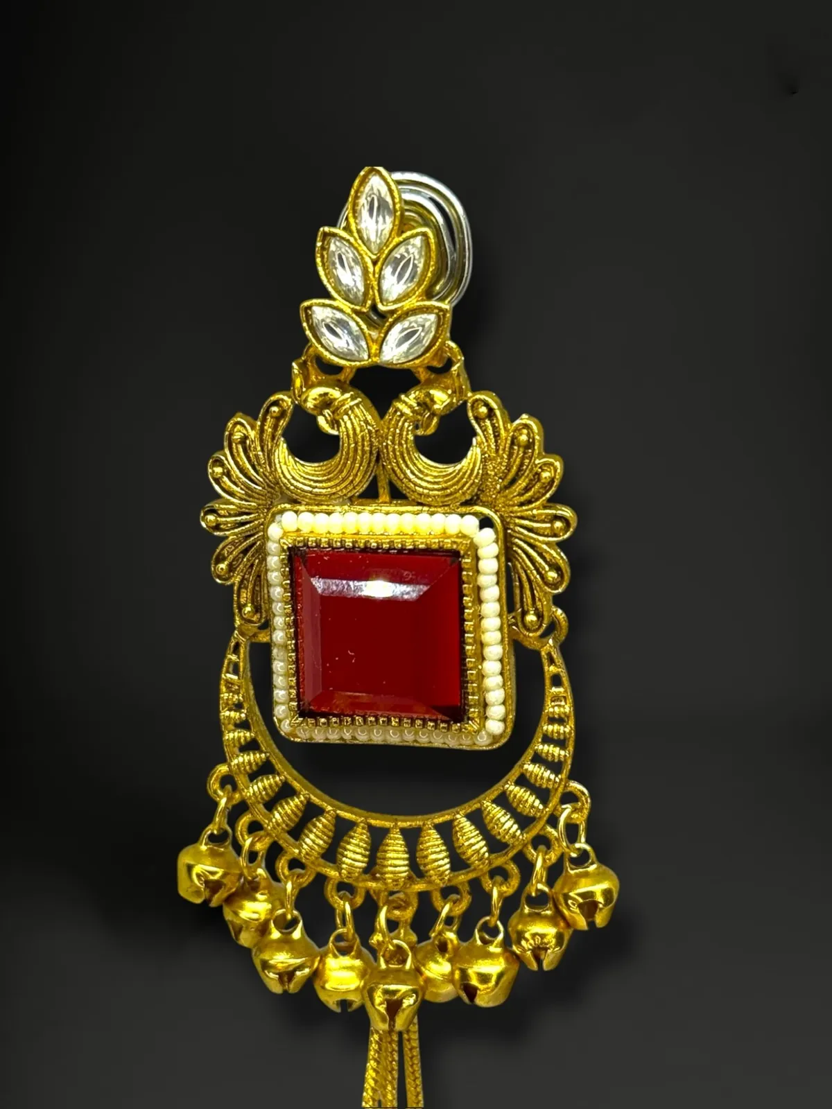 Traditional Kashmiri Long Tassel Dangler Statement Earrings - View 2