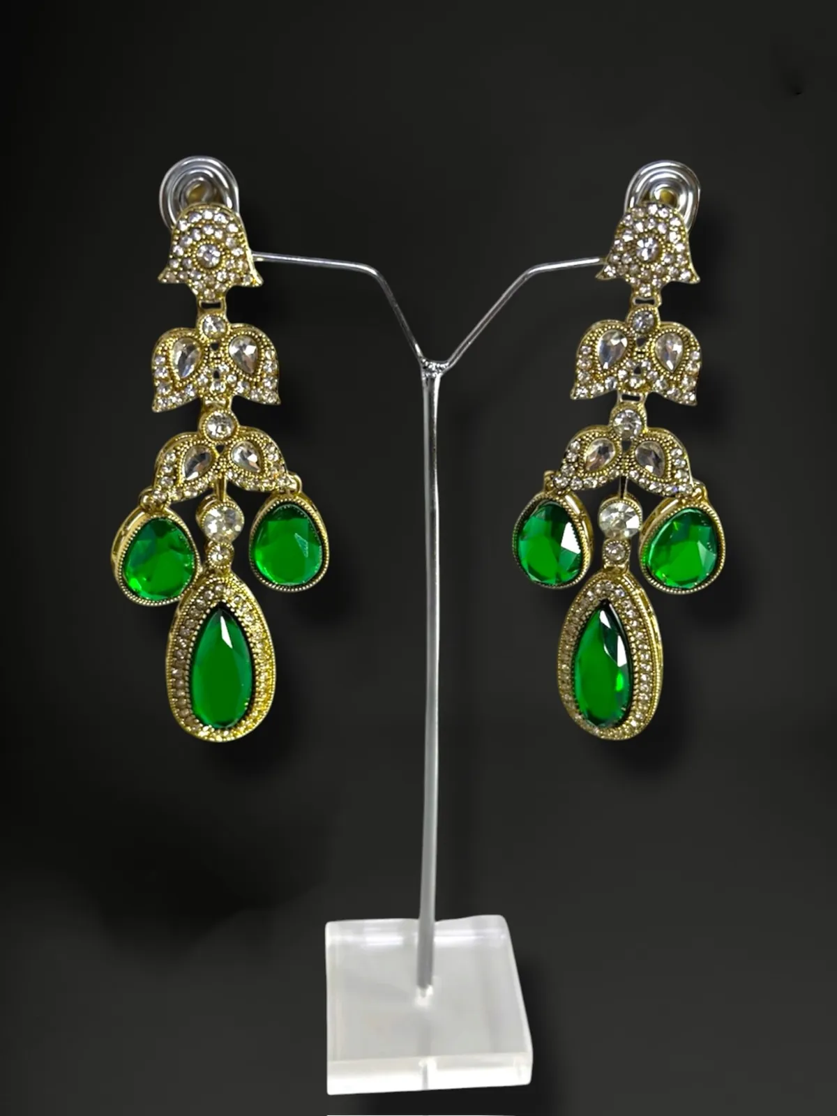 Luxe Graduated Triple Teardrop Statement Dangler Earri - View 2