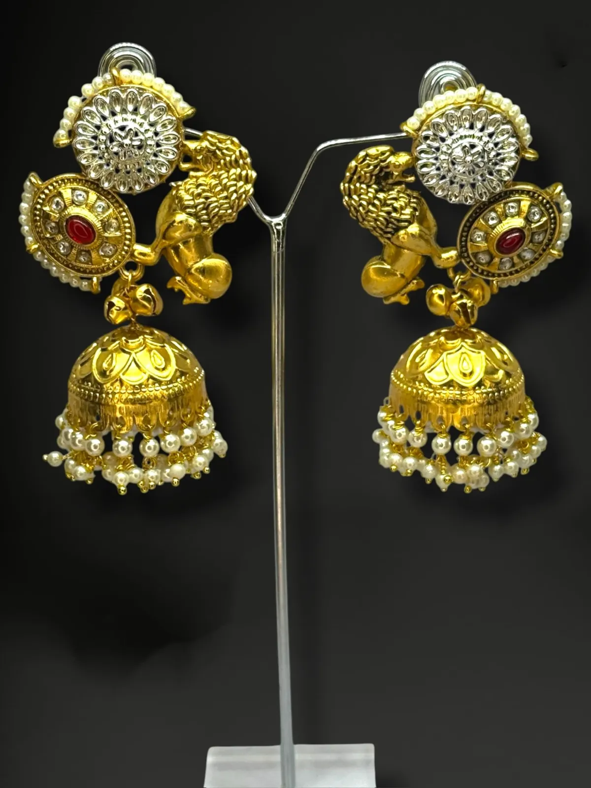 Lion-Motif Jhumkas