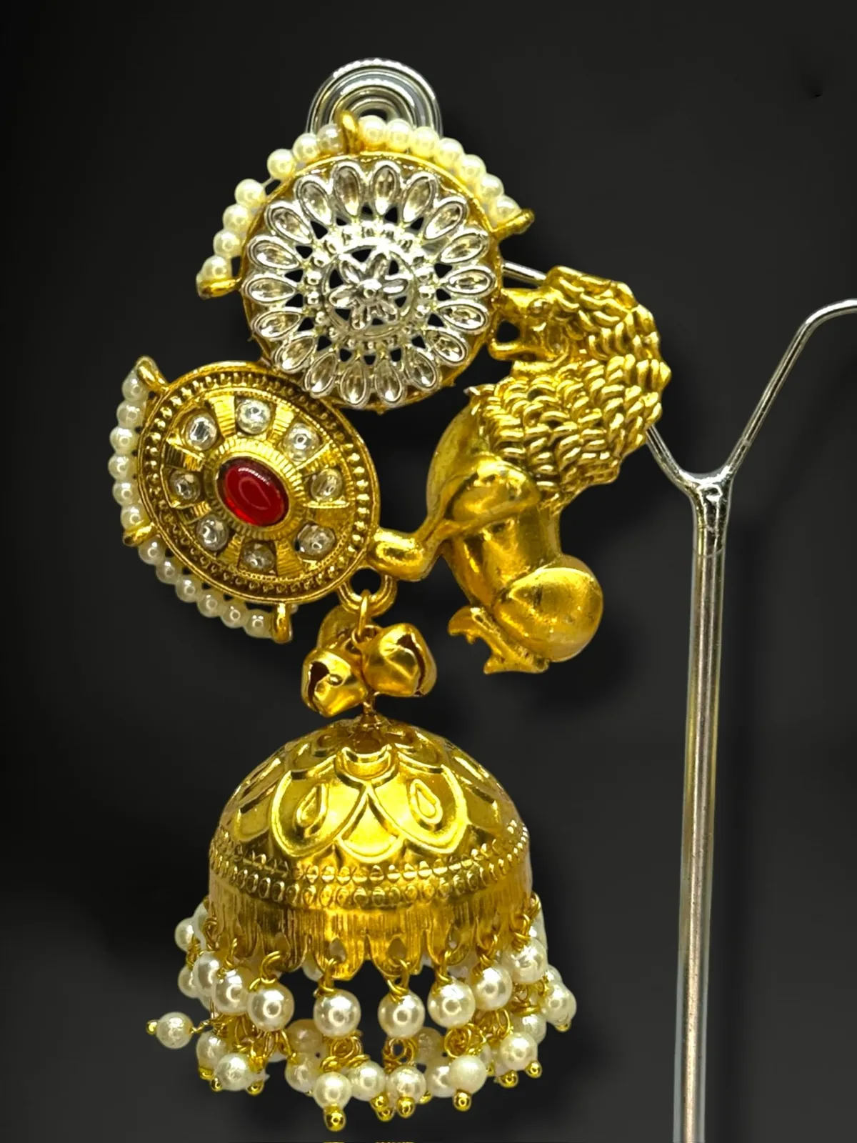 Lion-Motif Jhumkas - View 2