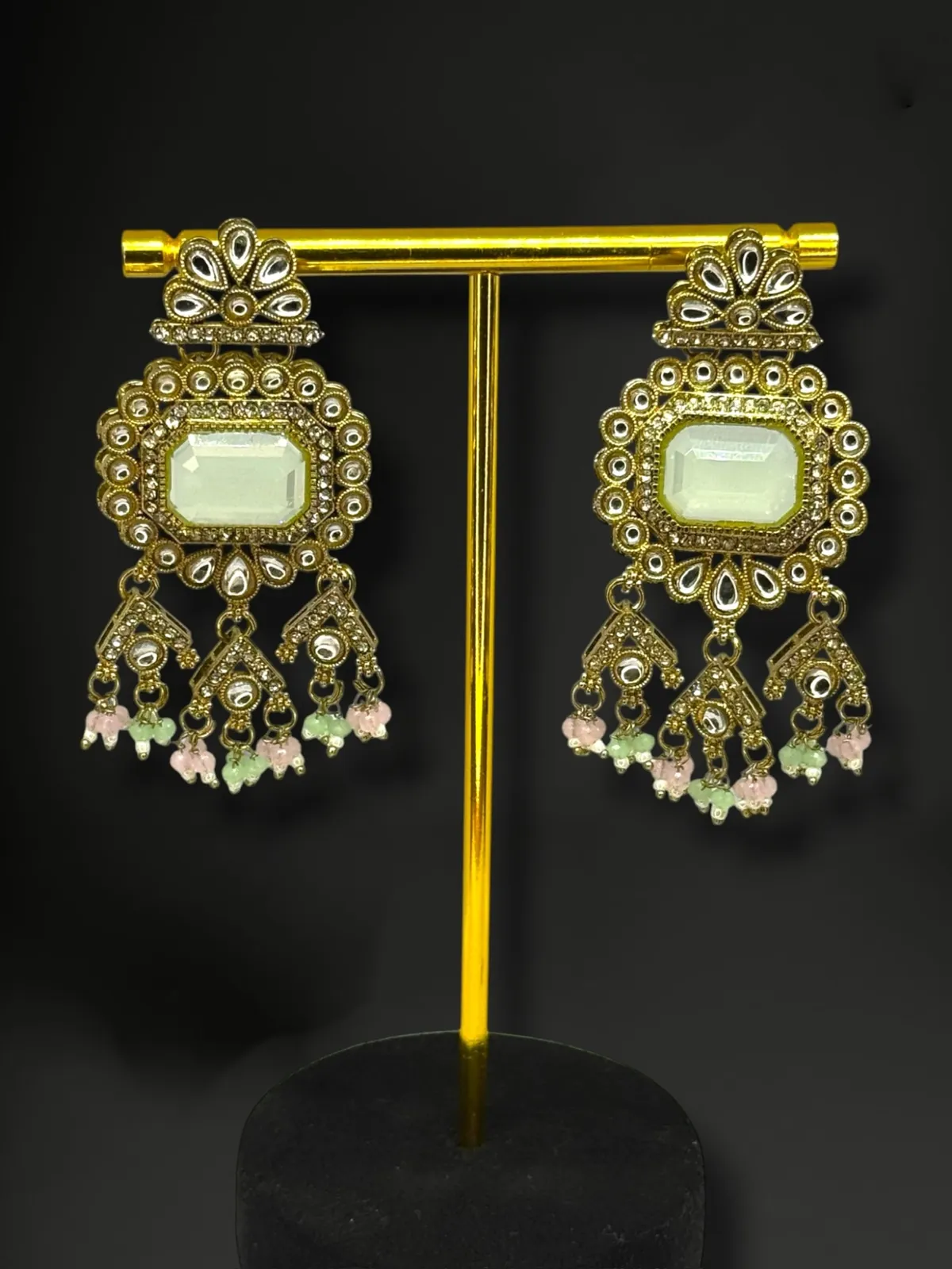 The Turquoise Square-Cut Dangler with Bell Fringe