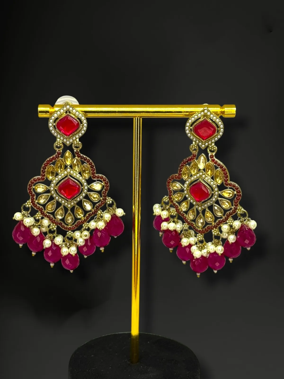 Majestic Scalloped Floral Medallion Earrings with Pearl Trim