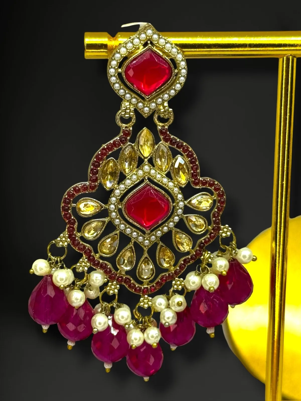 Majestic Scalloped Floral Medallion Earrings with Pearl Trim - View 2