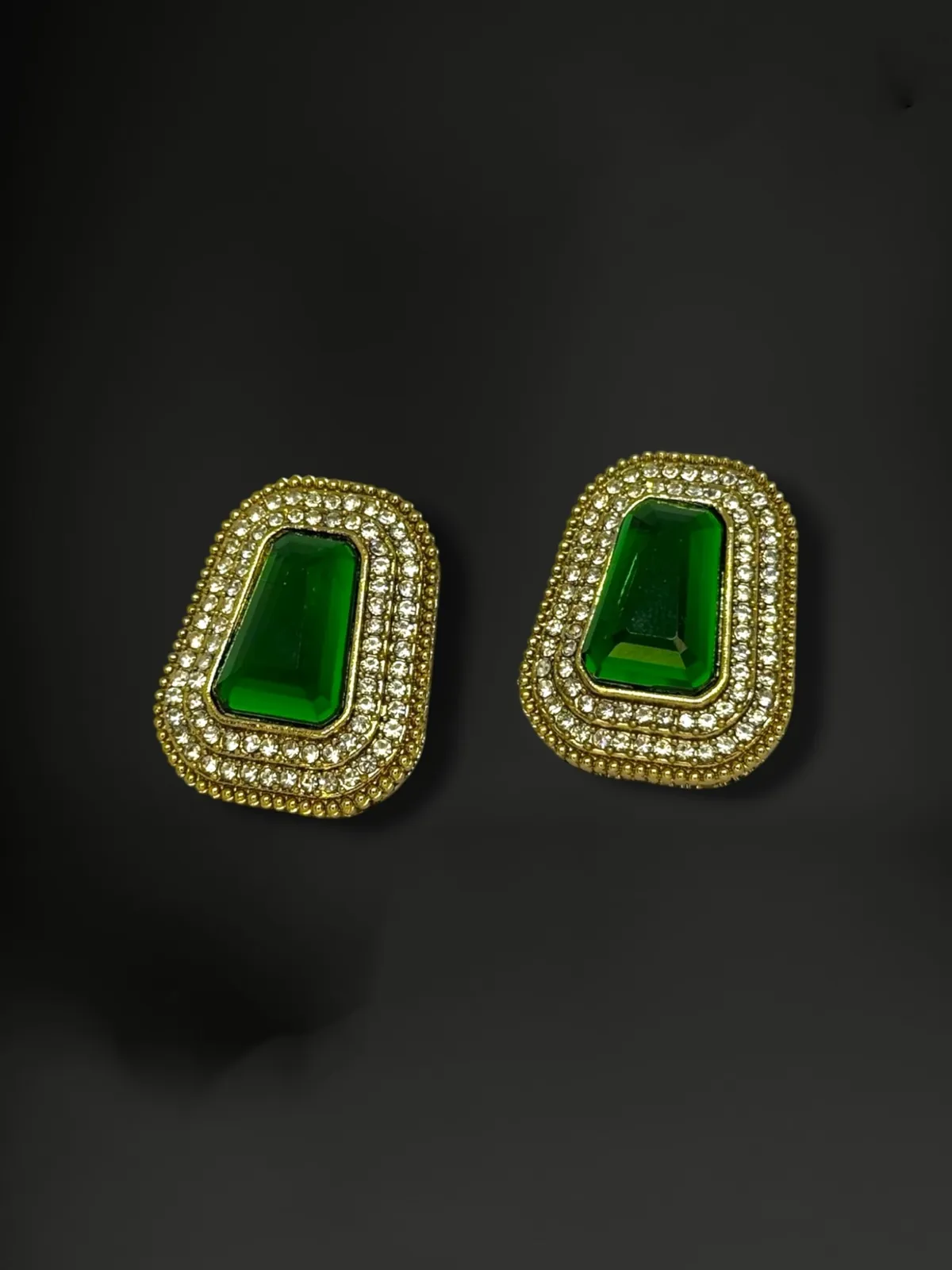 Artisanal Floral Polki Stud Earrings