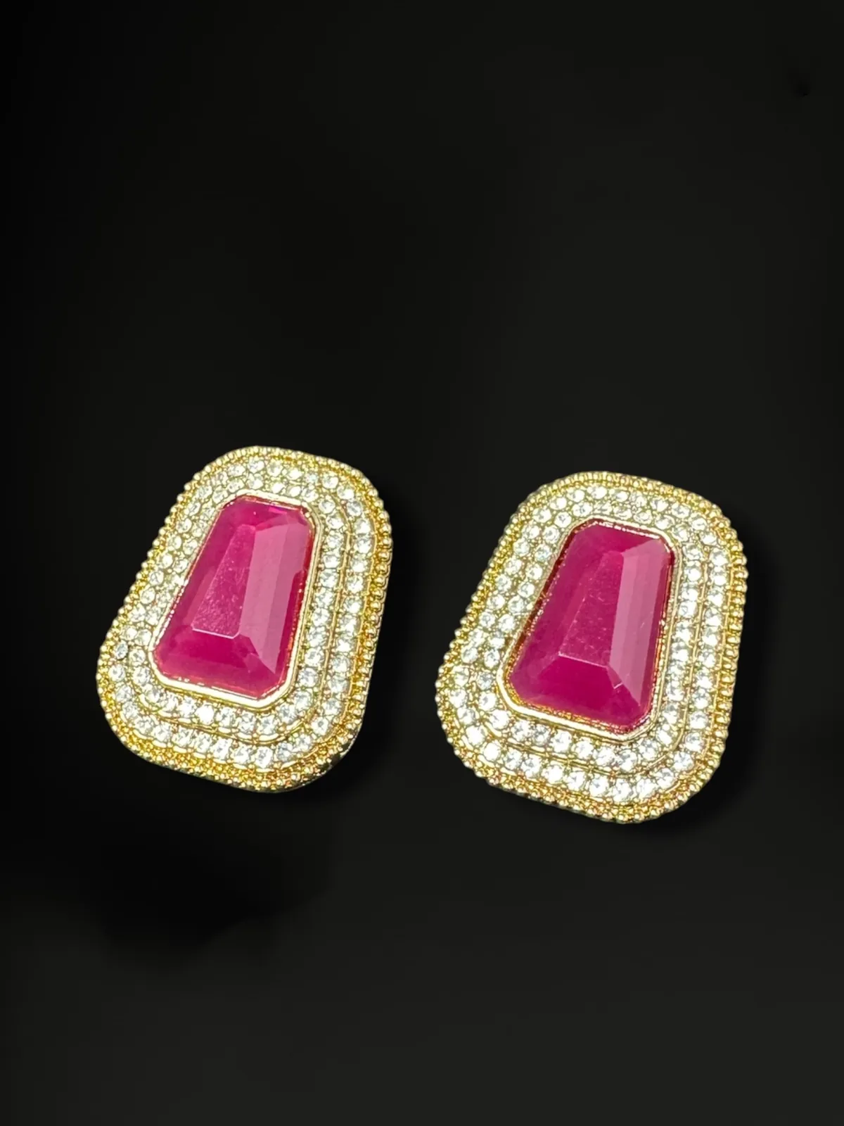 Artisanal Floral Polki Stud Earrings