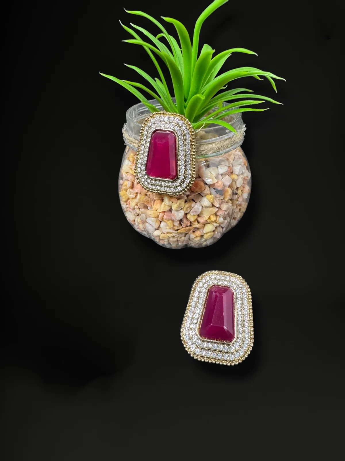 Artisanal Floral Polki Stud Earrings - View 3