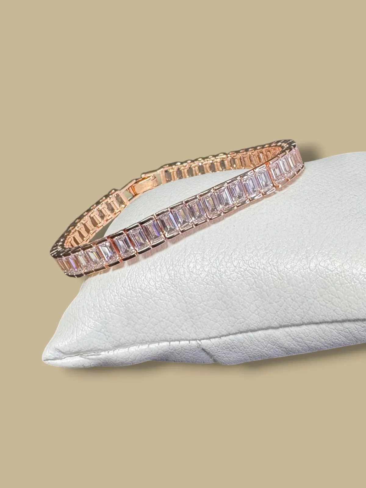 Anti-Tarnish Tennis Bracelet with Seamless Radiant-Cut Links