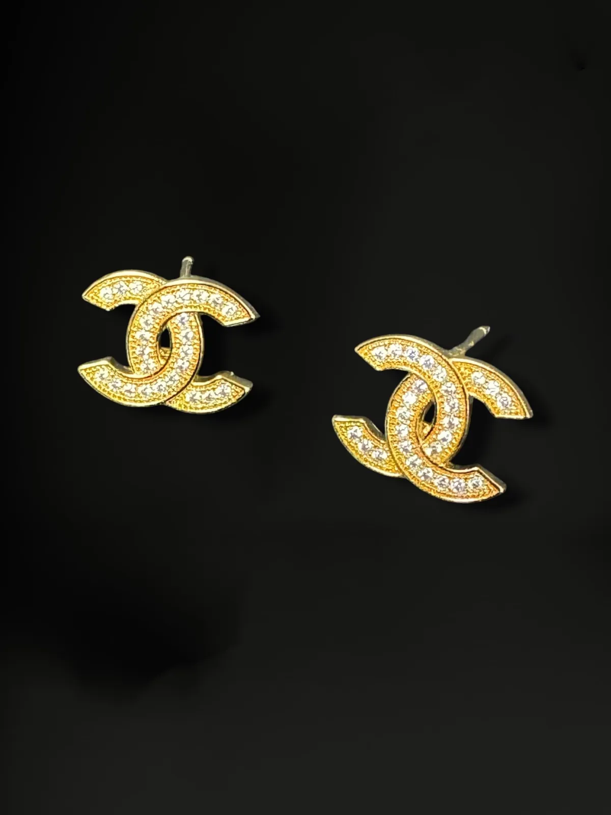 Luxury Interlocking Crystal Designer Stud Earrings