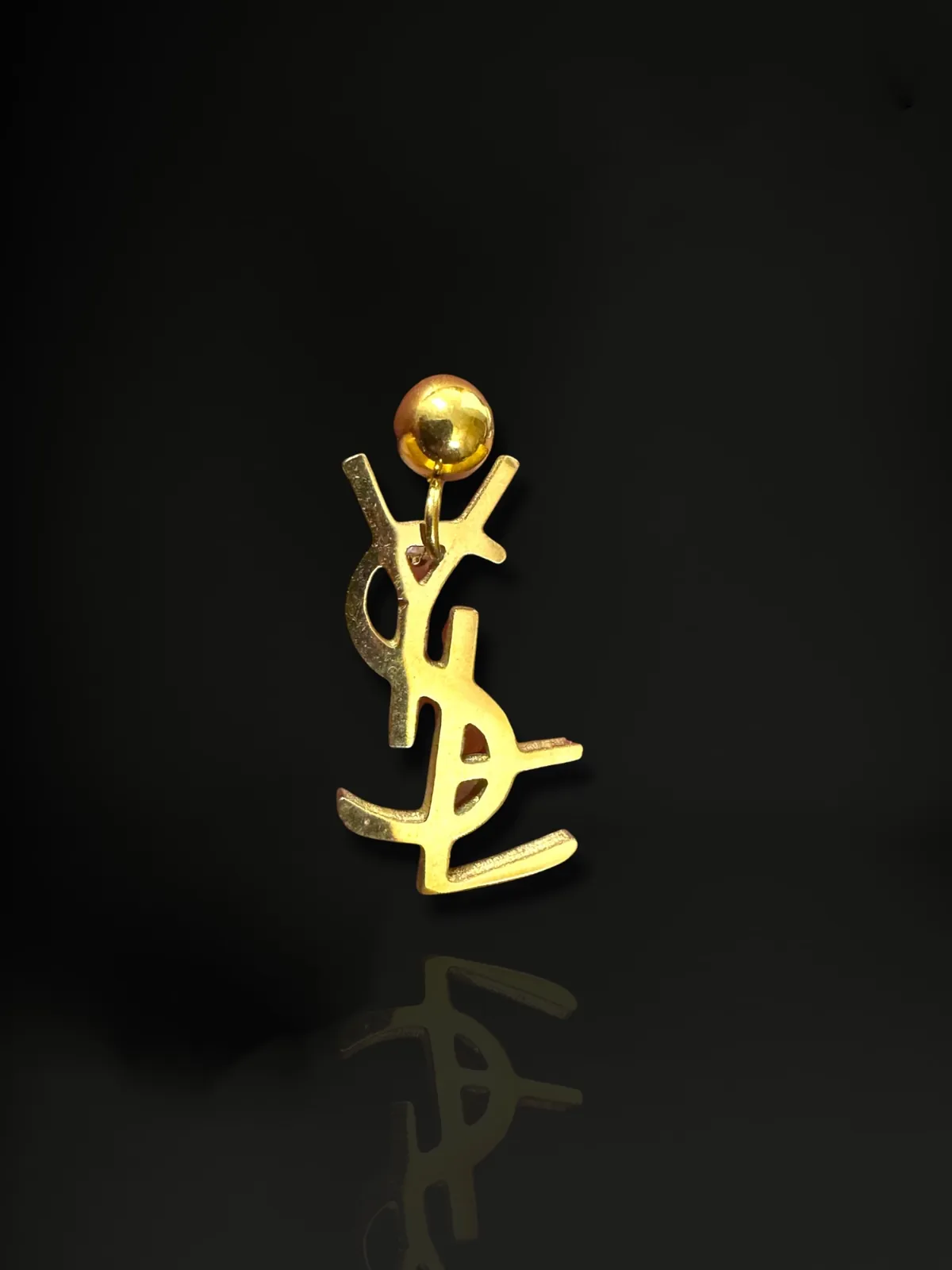 Vertical Monogram Dangle Stud Earrings with 18k Gold Plated Finish