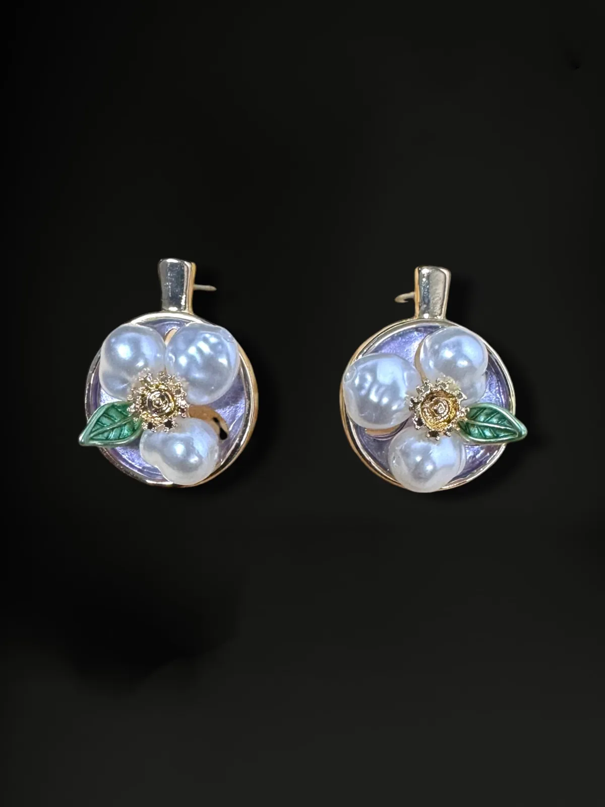 Korean Floral Pearl Stud Earrings - Delicate Flower Jewelry