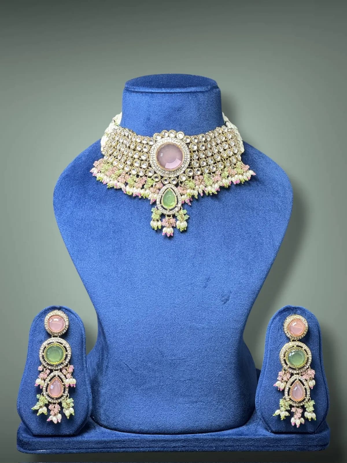 Imperial Polki Gold Plated Choker Necklace for Wedding Wear